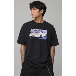 Key Street Mens Large Black Skyline GT-R JDM Graphic T-Shirt Cotton‎ L Japanese